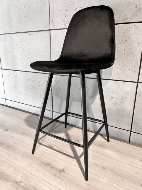 Krzesło barowe AVA BLACK VELVET hoker BAR Lugano