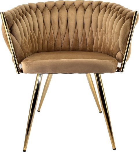 Krzesło plecione Lugano fotel TRECCIA BEIGE VELVET GOLD Lugano