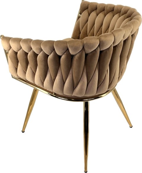 Krzesło plecione Lugano fotel TRECCIA BEIGE VELVET GOLD Lugano