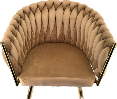 Krzesło plecione Lugano fotel TRECCIA BEIGE VELVET GOLD Lugano