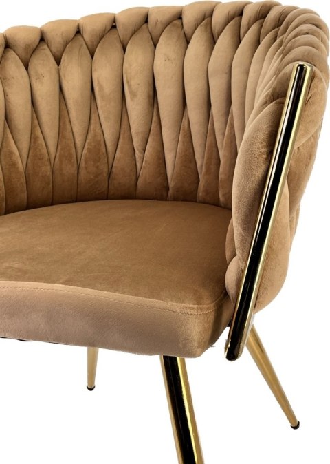 Krzesło plecione Lugano fotel TRECCIA BEIGE VELVET GOLD Lugano