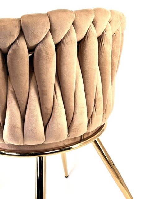 Krzesło plecione Lugano fotel TRECCIA BEIGE VELVET GOLD Lugano