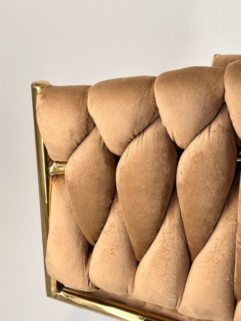 Krzesło plecione Lugano fotel TRECCIA BEIGE VELVET GOLD Lugano