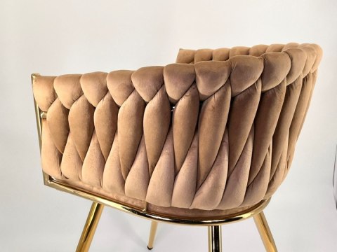 Krzesło plecione Lugano fotel TRECCIA BEIGE VELVET GOLD Lugano
