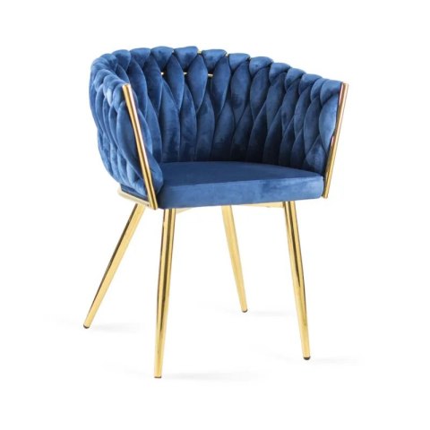 Krzesło plecione Lugano fotel TRECCIA BLUE VELVET GOLD Lugano