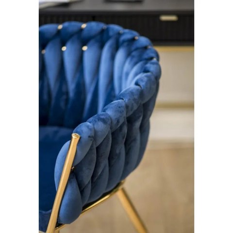 Krzesło plecione Lugano fotel TRECCIA BLUE VELVET GOLD Lugano