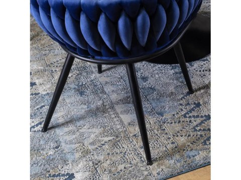Krzesło plecione Lugano fotel TRECCIA BLUE VELVET SMOKE Lugano
