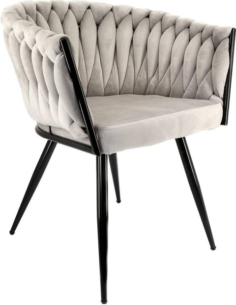 Krzesło plecione Lugano fotel TRECCIA GREY VELVET SMOKE Lugano