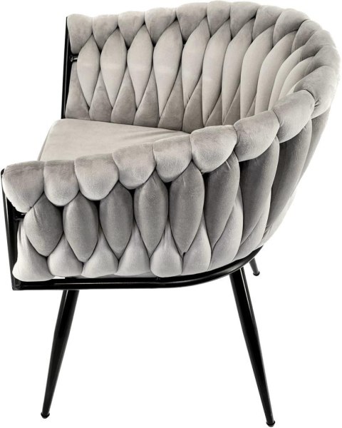 Krzesło plecione Lugano fotel TRECCIA GREY VELVET SMOKE Lugano