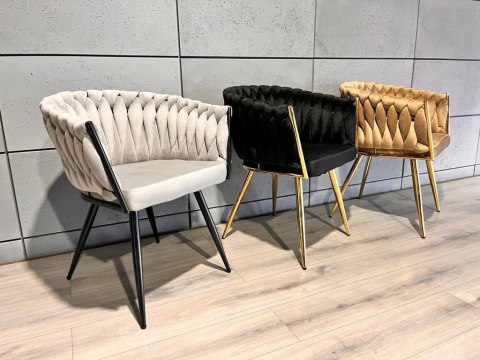 Krzesło plecione Lugano fotel TRECCIA GREY VELVET SMOKE Lugano