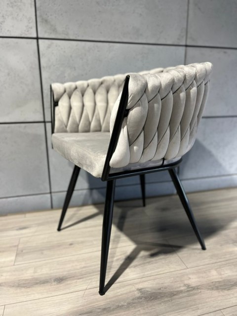 Krzesło plecione Lugano fotel TRECCIA GREY VELVET SMOKE Lugano