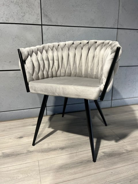 Krzesło plecione Lugano fotel TRECCIA GREY VELVET SMOKE Lugano
