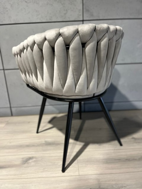 Krzesło plecione Lugano fotel TRECCIA GREY VELVET SMOKE Lugano