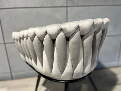 Krzesło plecione Lugano fotel TRECCIA GREY VELVET SMOKE Lugano