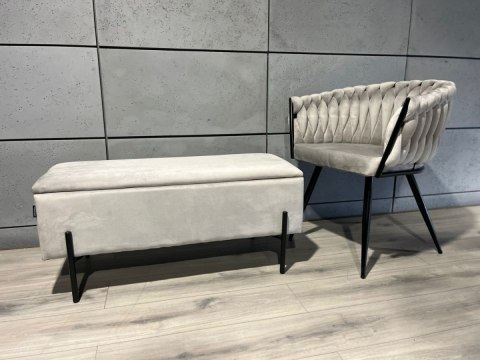 Krzesło plecione Lugano fotel TRECCIA GREY VELVET SMOKE Lugano