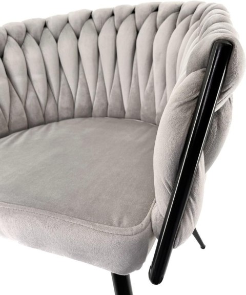 Krzesło plecione Lugano fotel TRECCIA GREY VELVET SMOKE Lugano