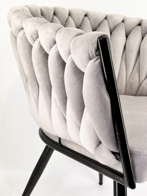 Krzesło plecione Lugano fotel TRECCIA GREY VELVET SMOKE Lugano