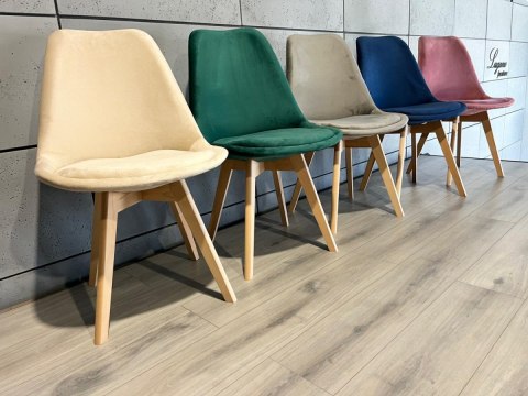 Krzesło skandynawskie MONZA GRANDE BEIGE VELVET Lugano