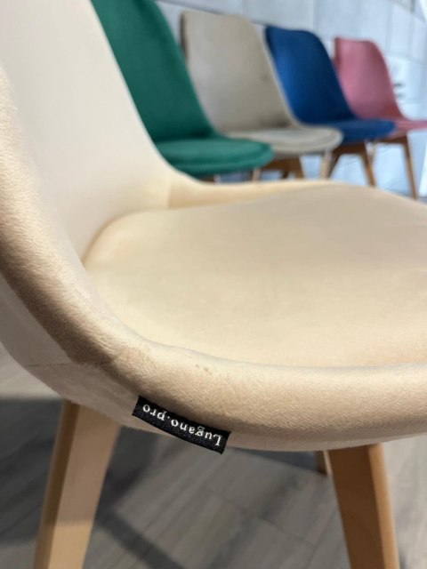 Krzesło skandynawskie MONZA GRANDE BEIGE VELVET Lugano