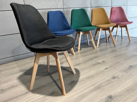 Krzesło skandynawskie MONZA GRANDE BLACK VELVET Lugano