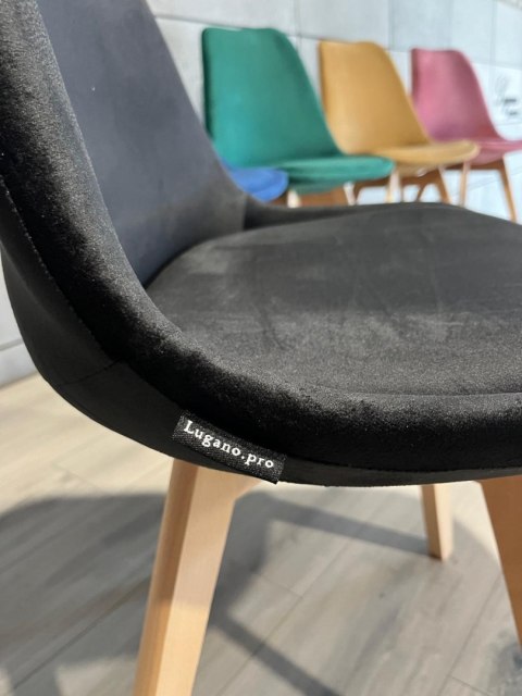 Krzesło skandynawskie MONZA GRANDE BLACK VELVET Lugano