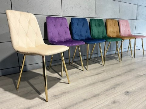 Krzesło tapicerowane BORGO VELVET BEIGE GOLD Lugano