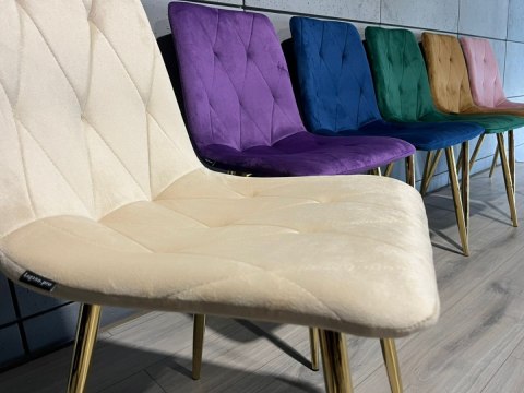 Krzesło tapicerowane BORGO VELVET BEIGE GOLD Lugano