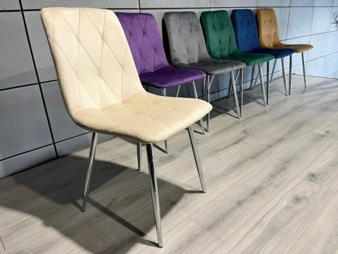 Krzesło tapicerowane BORGO VELVET BEIGE SILVER Lugano