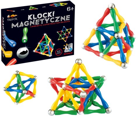 KLOCKI MAGNETYCZNE 63 ELEMENTY TRIFOX KLOCKI MAGNETYCZNE 63 ELEMENTY TRIFOX