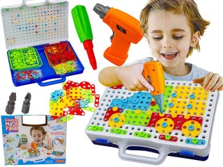 Edukacyjna Układanka,Puzzle,Klocki Kreatywna Mozaika, Wkrętarka 151 El Zestaw Konstrukcyjny DK