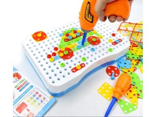 Edukacyjna Układanka,Puzzle,Klocki Kreatywna Mozaika, Wkrętarka 151 El Zestaw Konstrukcyjny DK