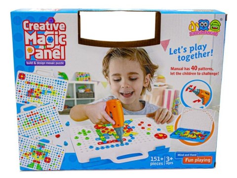 Edukacyjna Układanka,Puzzle,Klocki Kreatywna Mozaika, Wkrętarka 151 El Zestaw Konstrukcyjny DK