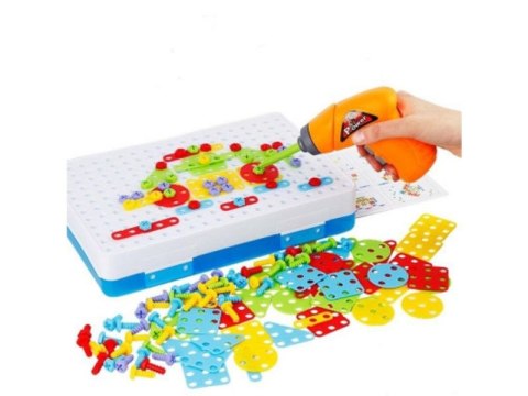 Edukacyjna Układanka,Puzzle,Klocki Kreatywna Mozaika, Wkrętarka 151 El Zestaw Konstrukcyjny DK