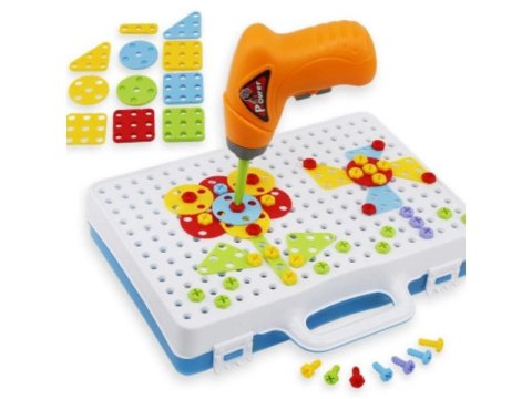 Edukacyjna Układanka,Puzzle,Klocki Kreatywna Mozaika, Wkrętarka 151 El Zestaw Konstrukcyjny DK