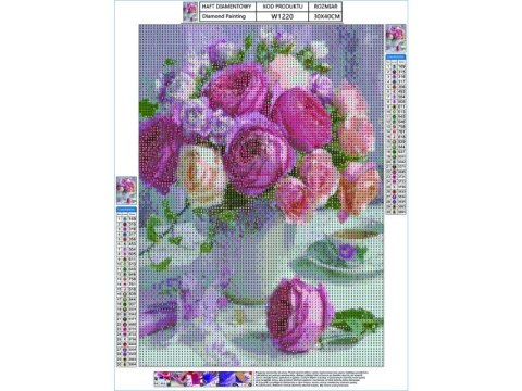 Haft Diamentowy, Obraz, Mozaika Diamentowa Diamond Painting, BUKIET RÓŻ 30x40cm DK Haft Diamentowy, Obraz, Mozaika Diamentowa Diamond Painting, BUKIET RÓŻ 30x40cm DK