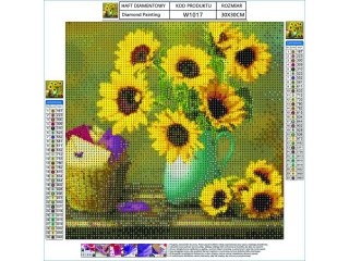 Haft Diamentowy, Obraz, Mozaika Diamentowa Diamond Painting, BUKIET SŁONECZNIKÓW 30x30cm DK