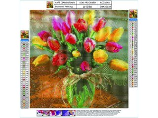 Haft Diamentowy, Obraz, Mozaika Diamentowa Diamond Painting, BUKIET TULIPANÓW 30x30cm DK