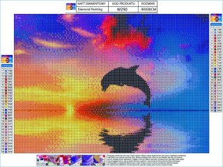 Haft Diamentowy, Obraz, Mozaika Diamentowa Diamond Painting, DELFIN 40x30cm DK