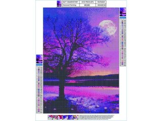 Haft Diamentowy, Obraz, Mozaika Diamentowa Diamond Painting, DRZEWO - FIOLET 30x40cm DK