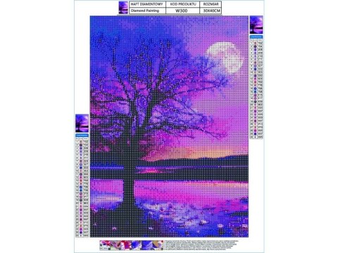 Haft Diamentowy, Obraz, Mozaika Diamentowa Diamond Painting, DRZEWO - FIOLET 30x40cm DK Haft Diamentowy, Obraz, Mozaika Diamentowa Diamond Painting, DRZEWO - FIOLET 30x40cm DK