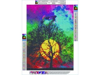 Haft Diamentowy, Obraz, Mozaika Diamentowa Diamond Painting, DRZEWO - NIEBO NOCĄ 30x40cm DK