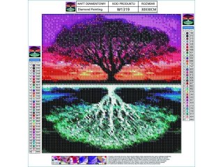 Haft Diamentowy, Obraz, Mozaika Diamentowa Diamond Painting, DRZEWO - ODBICIE LUSTRZANE 30x30cm DK