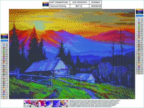 Haft Diamentowy, Obraz, Mozaika Diamentowa Diamond Painting, GÓRY - ZACHÓD SŁOŃCA 40x30cm DK