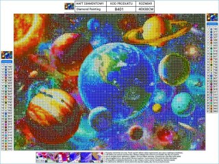 Haft Diamentowy, Obraz, Mozaika Diamentowa Diamond Painting, KOSMOS, UKŁAD SŁONECZNY 40x30cm DK
