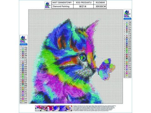 Haft Diamentowy, Obraz, Mozaika Diamentowa Diamond Painting, KOT Z MOTYLKIEM 30x30cm DK Haft Diamentowy, Obraz, Mozaika Diamentowa Diamond Painting, KOT Z MOTYLKIEM 30x30cm DK