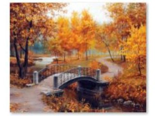 Haft Diamentowy, Obraz, Mozaika Diamentowa Diamond Painting, PARK JESIENIĄ 40x30cm DK