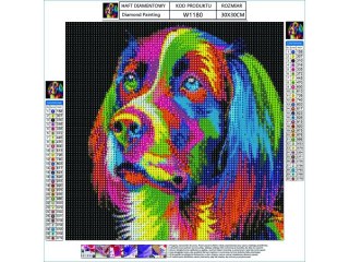 Haft Diamentowy, Obraz, Mozaika Diamentowa Diamond Painting, PIES - KOLOR 30x30cm DK