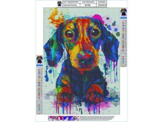 Haft Diamentowy, Obraz, Mozaika Diamentowa Diamond Painting, PIES W KOLORZE 30x40cm DK