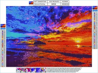 Haft Diamentowy, Obraz, Mozaika Diamentowa Diamond Painting, ZACHÓD SŁOŃCA - OCEAN 40x30cm DK