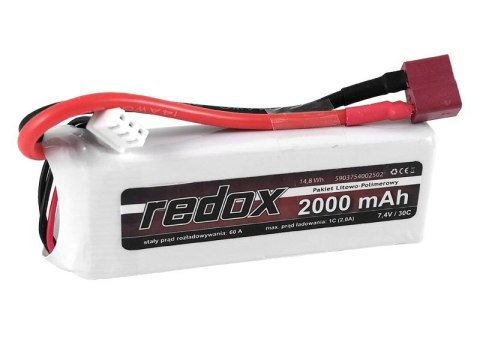 Redox ASG 2000 mAh 7,4V 30C DEAN (scalony) - pakiet LiPo Redox Redox ASG 2000 mAh 7,4V 30C DEAN (scalony) - pakiet LiPo Redox